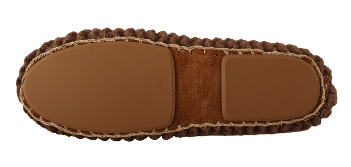 Braun Slip On Ballerina Flats Wolle stricken Schuhe