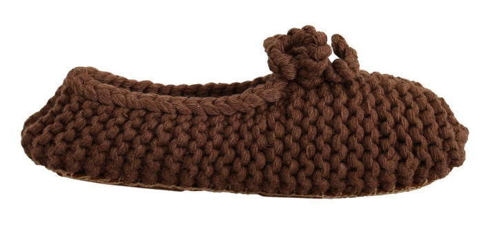 Braun Slip On Ballerina Flats Wolle stricken Schuhe
