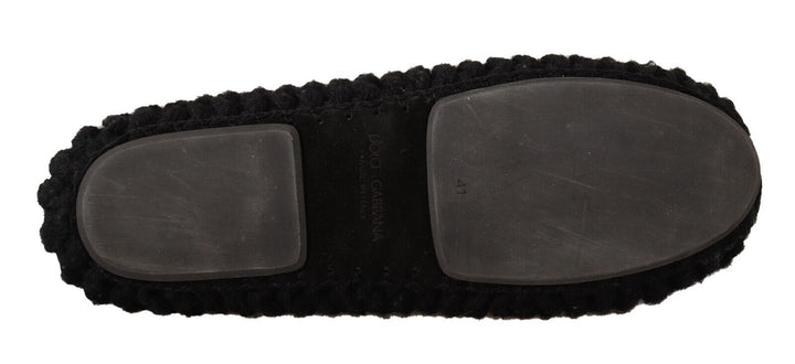 Schwarz Slip On Ballerina Flats Wolle stricken Schuhe