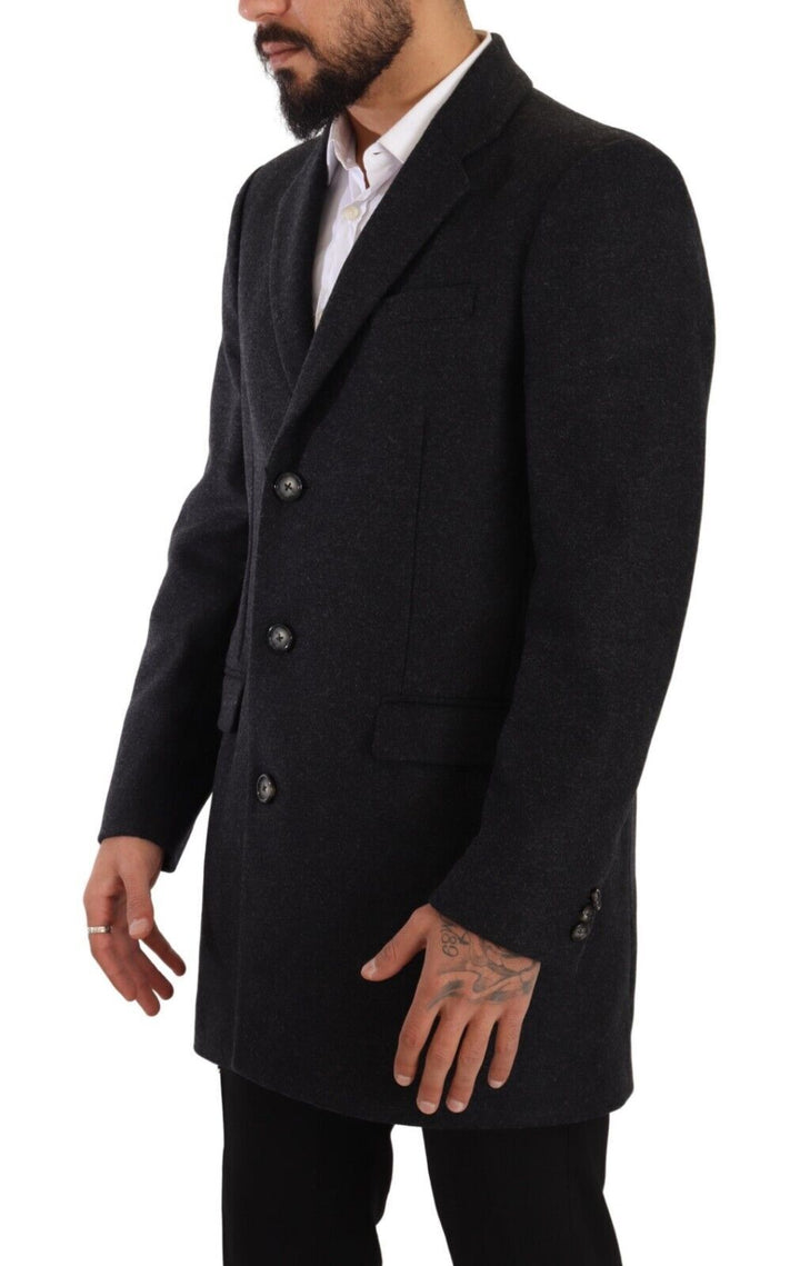 Dunkelgrau Wolle über Trenchcoat Männer Jacke