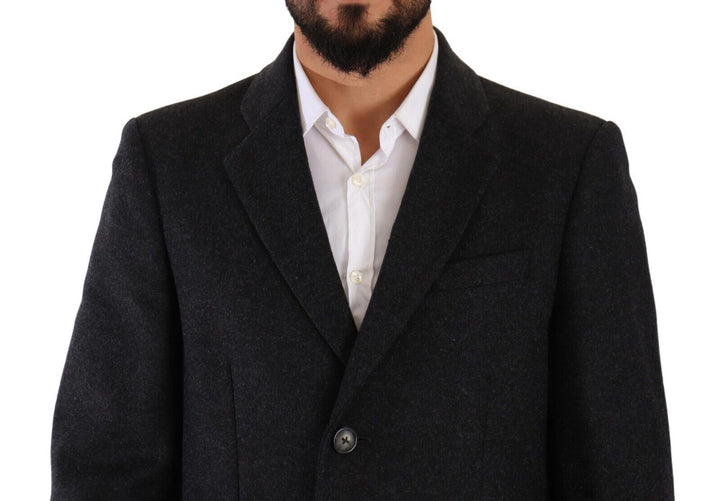 Dunkelgrau Wolle über Trenchcoat Männer Jacke