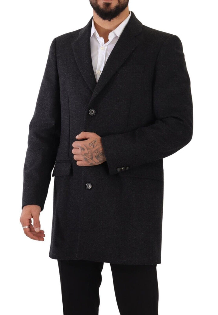Dunkelgrau Wolle über Trenchcoat Männer Jacke