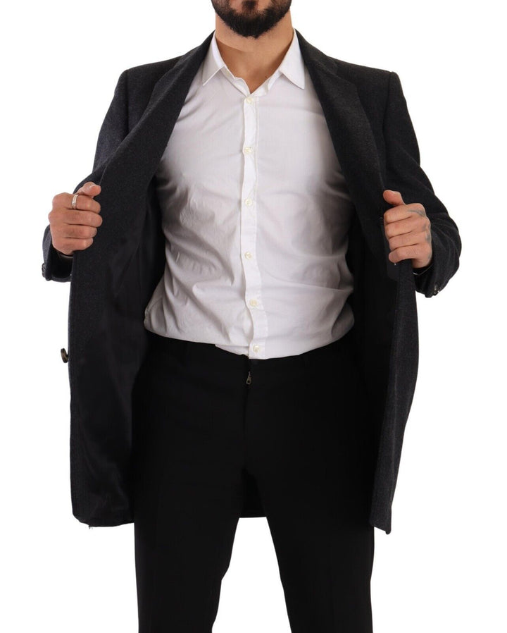 Dunkelgrau Wolle über Trenchcoat Männer Jacke