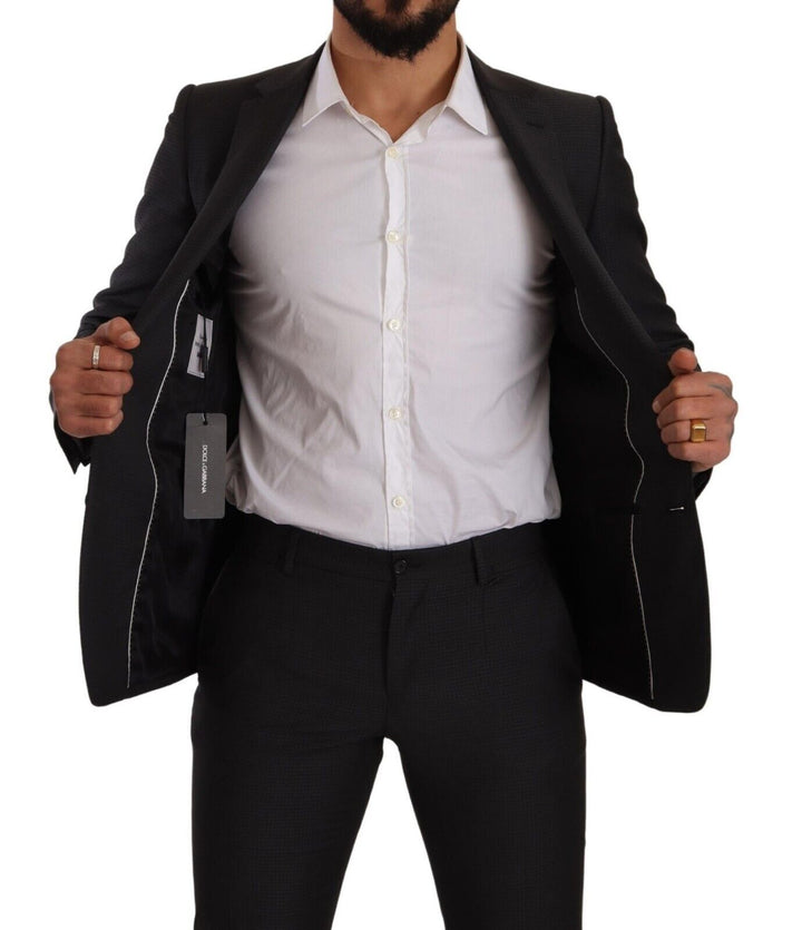 Elegant black wool martini suit