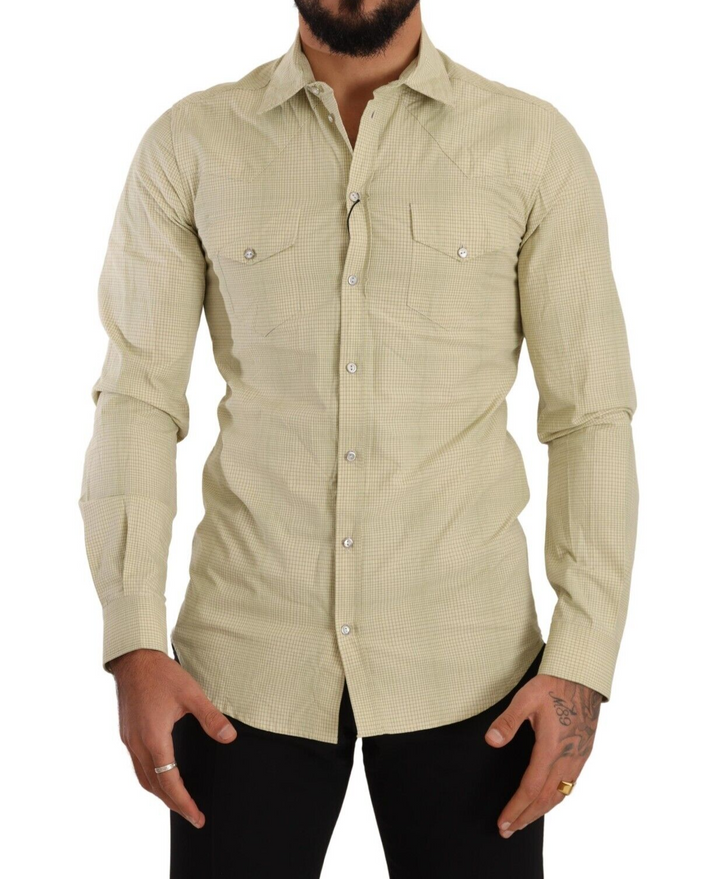 Gelbes SICILIA Hemd aus Baumwolle Casual Slim Fit