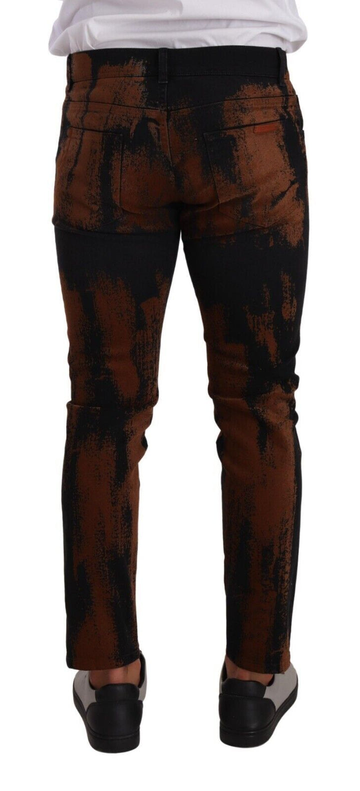 Schwarzbraune Tie Dye Baumwoll-Skinny Denim Jeans