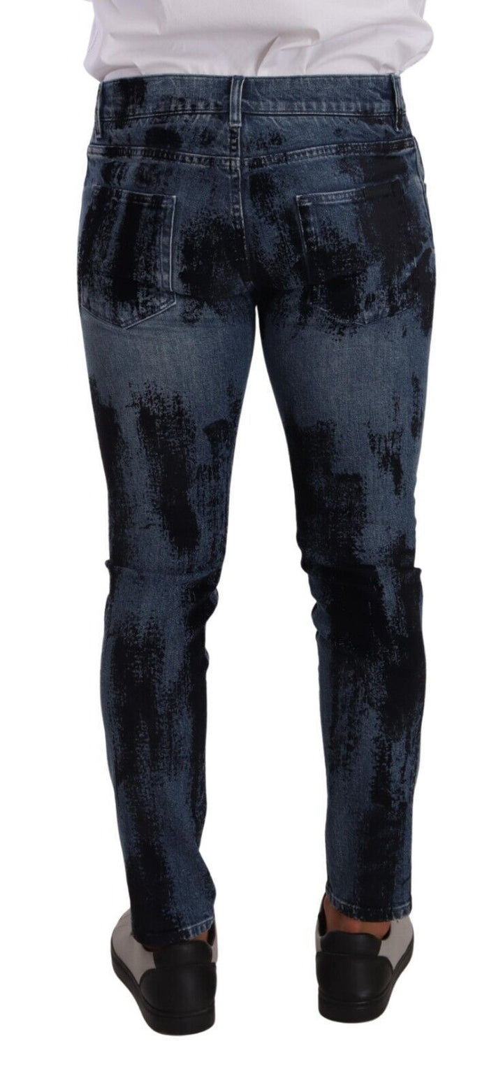 Blau-Schwarz Baumwolle Skinny Denim Jeans