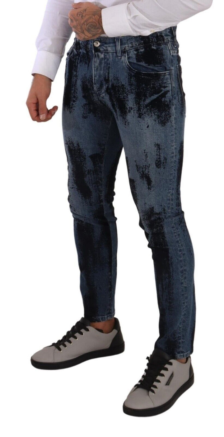 Blau-Schwarz Baumwolle Skinny Denim Jeans