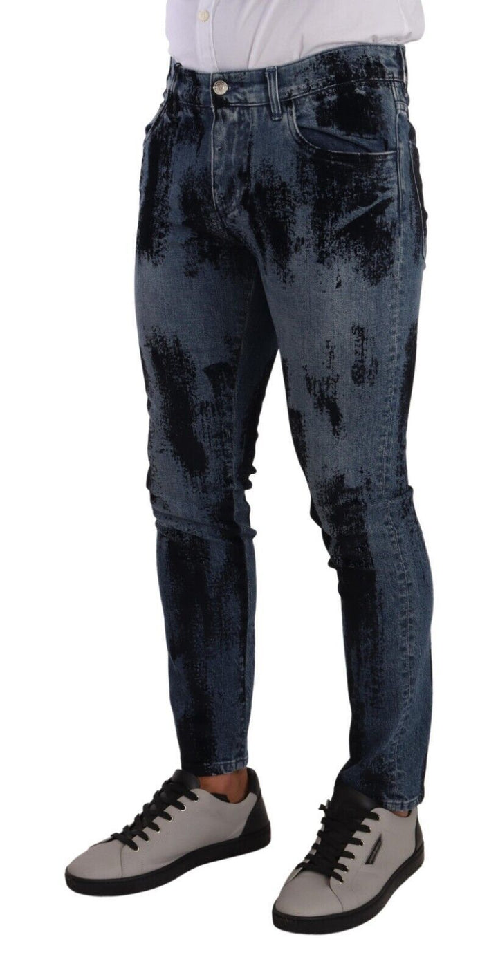 Blau-Schwarz Baumwolle Skinny Denim Jeans