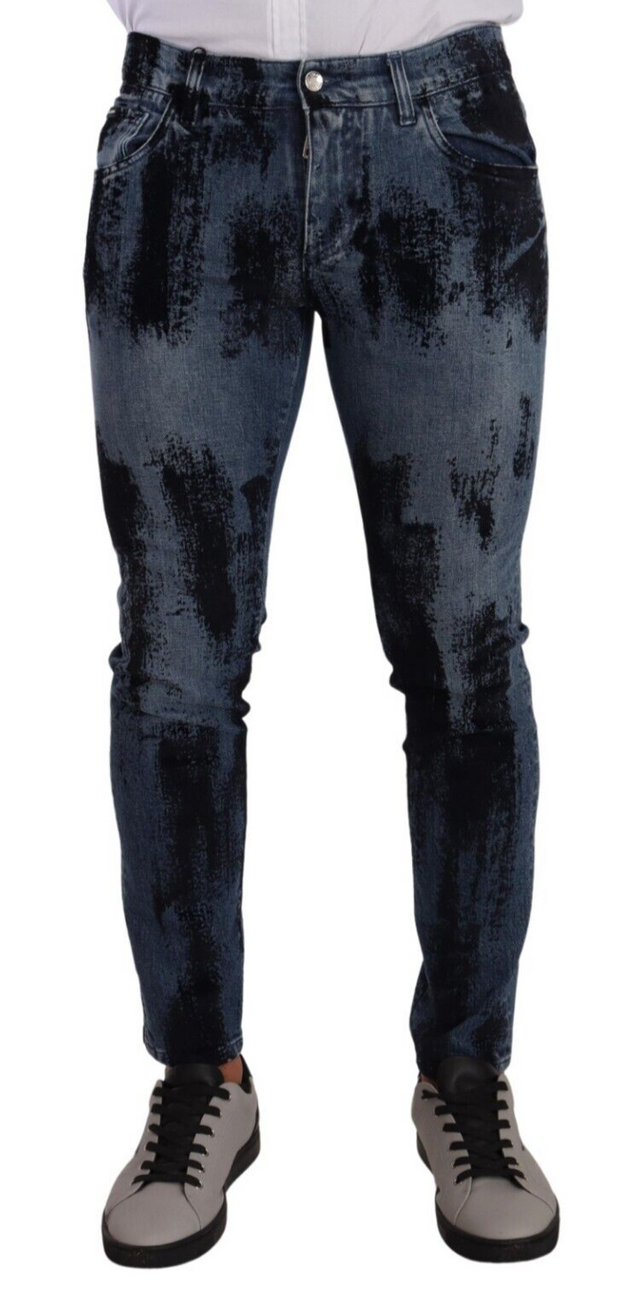 Blau-Schwarz Baumwolle Skinny Denim Jeans