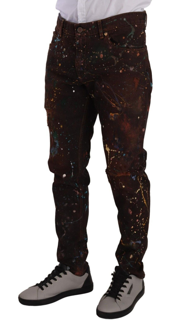 Braune Splash Color Cotton Regular Denim Jeans
