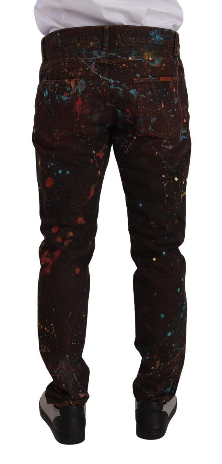 Braune Splash Color Cotton Regular Denim Jeans