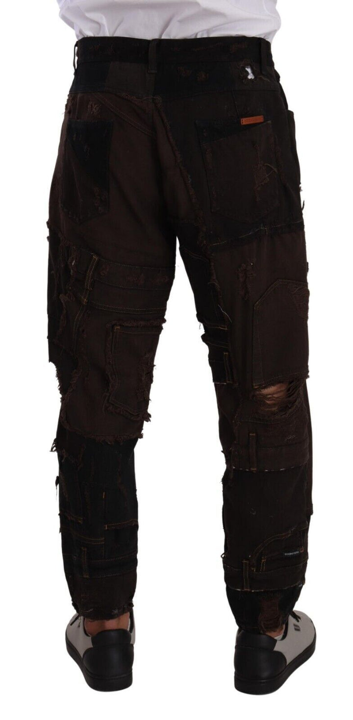 Braune Baumwoll-Distressed Denim Jeans Regular