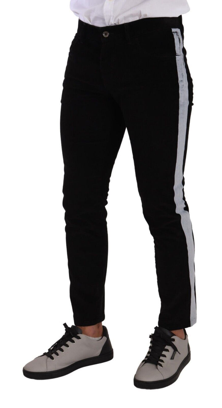 Schwarze Baumwoll-Stretch-Skinny-Cordjeans