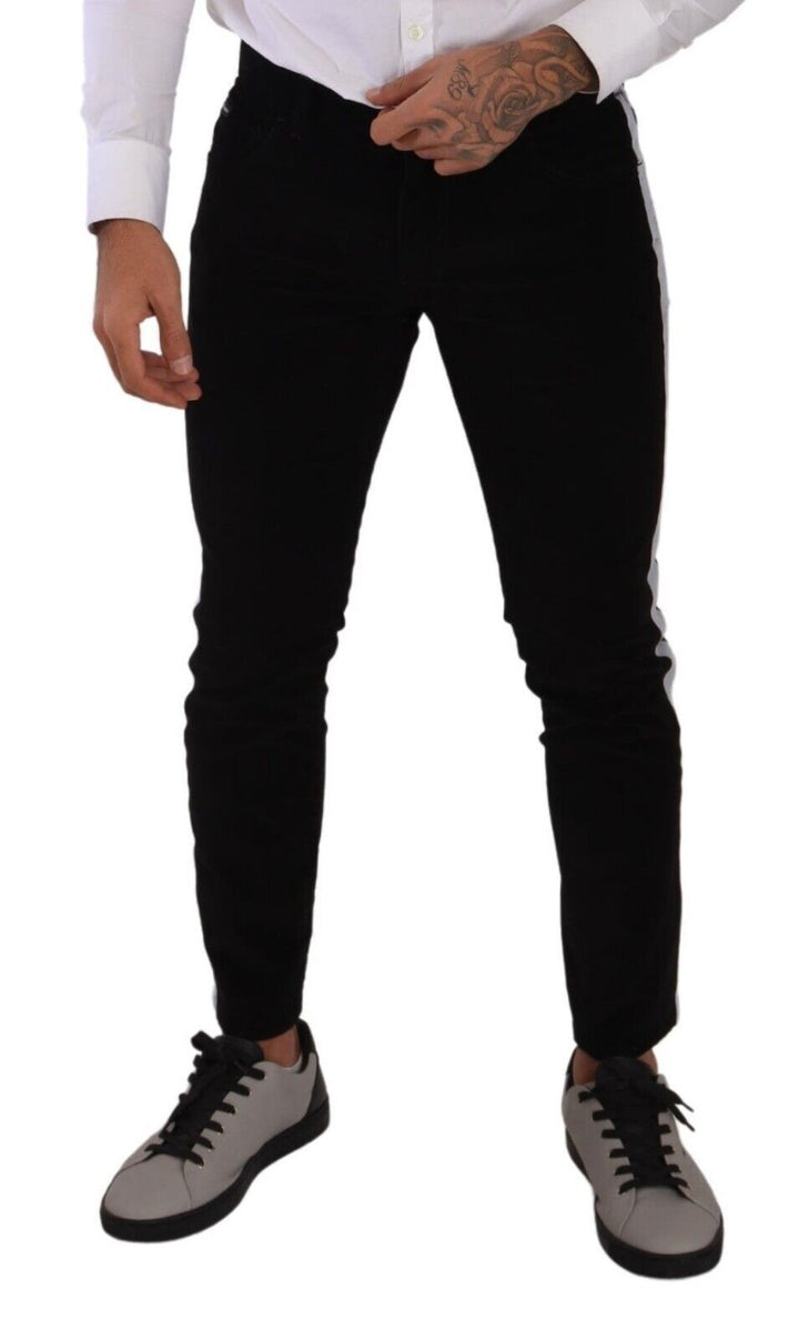 Schwarze Baumwoll-Stretch-Skinny-Cordjeans