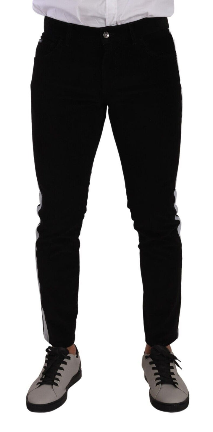 Schwarze Baumwoll-Stretch-Skinny-Cordjeans
