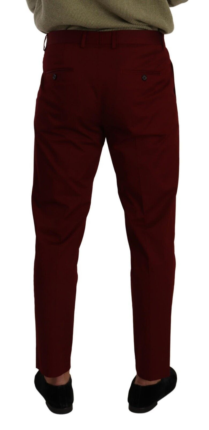 Dunkelrote Herren Chinos aus Baumwolle Kleiderhosen