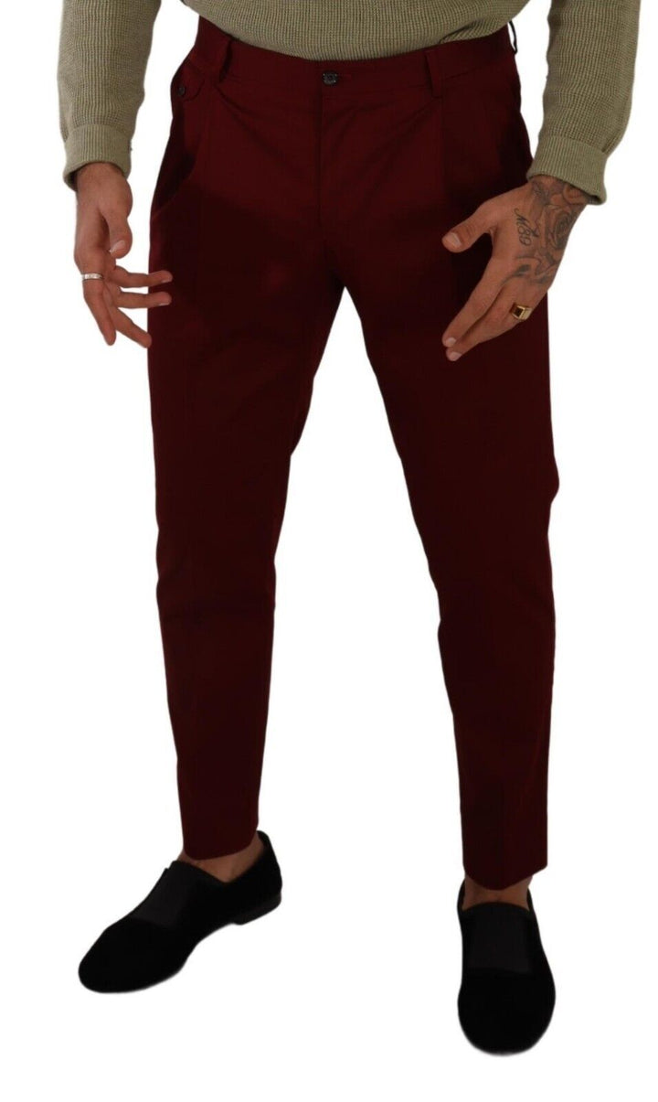 Dunkelrote Herren Chinos aus Baumwolle Kleiderhosen