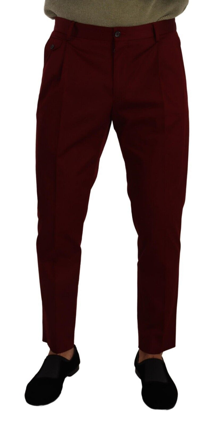 Dunkelrote Herren Chinos aus Baumwolle Kleiderhosen