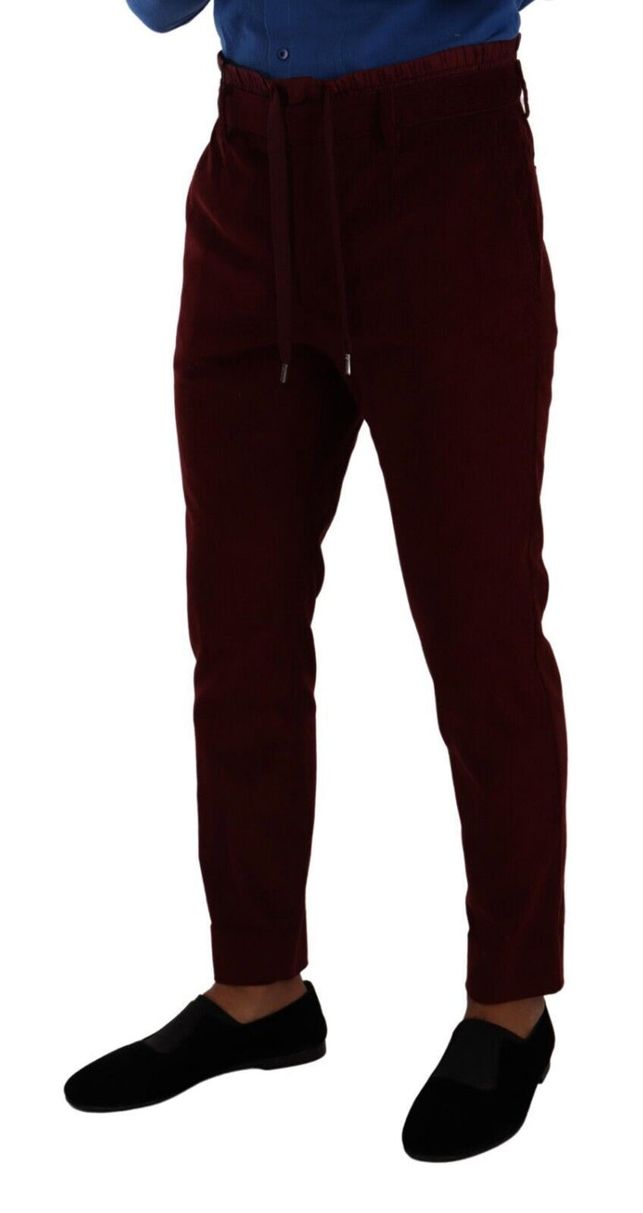 Elegant burgundy velvet dress trousers