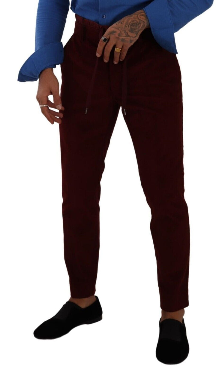 Elegant burgundy velvet dress trousers