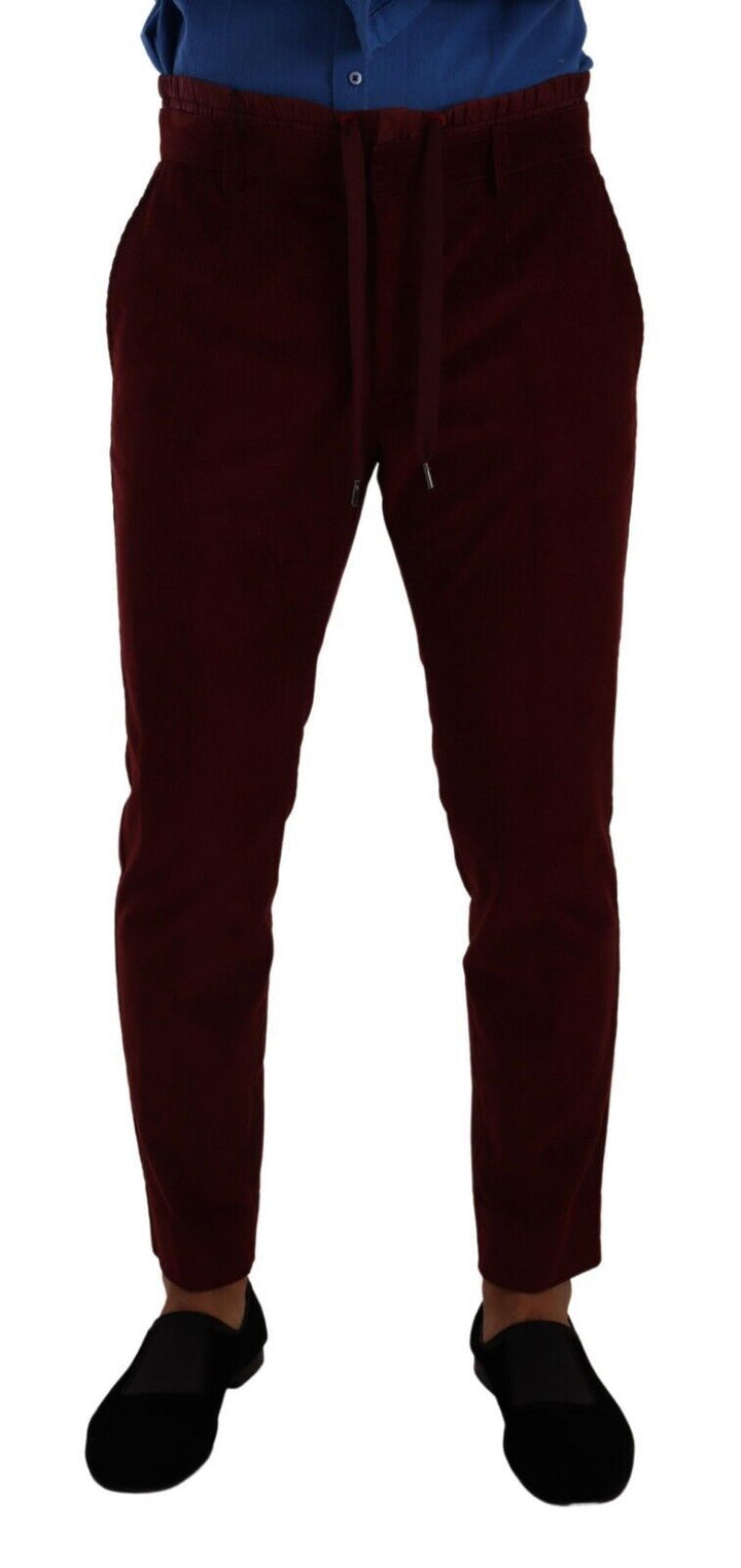 Elegant burgundy velvet dress trousers
