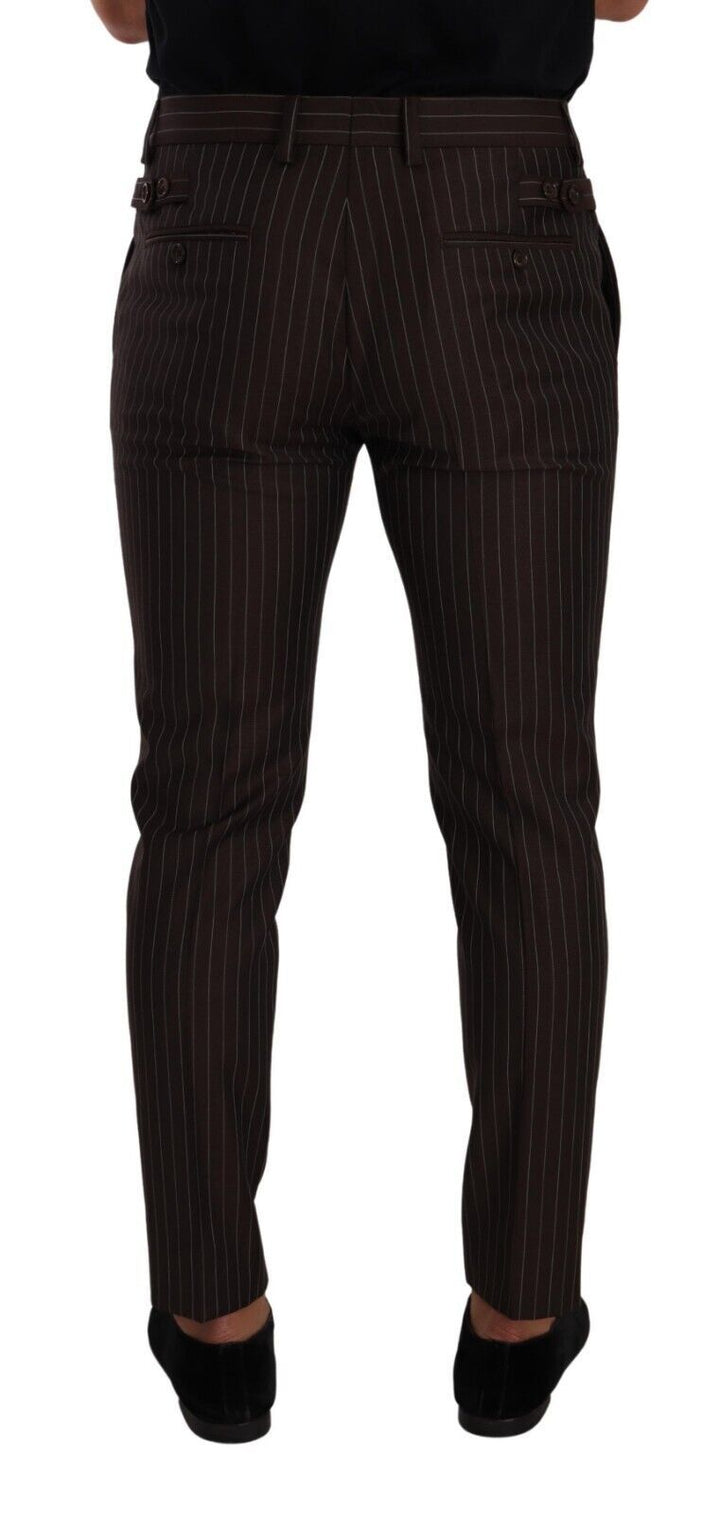 Braun gestreifte Hose aus Wolle Formal Dress Pants