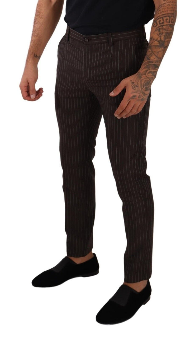 Braun gestreifte Hose aus Wolle Formal Dress Pants