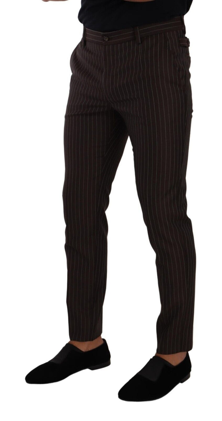 Braun gestreifte Hose aus Wolle Formal Dress Pants
