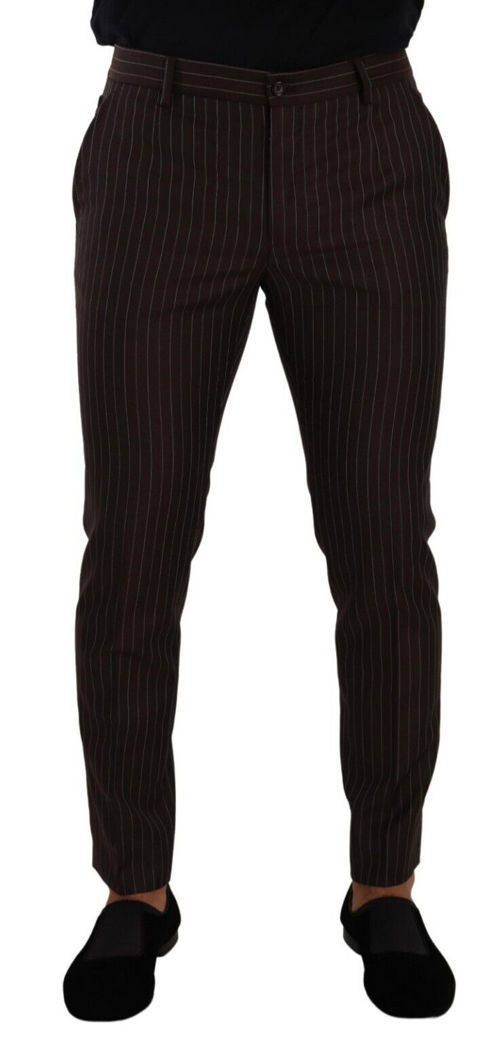 Braun gestreifte Hose aus Wolle Formal Dress Pants
