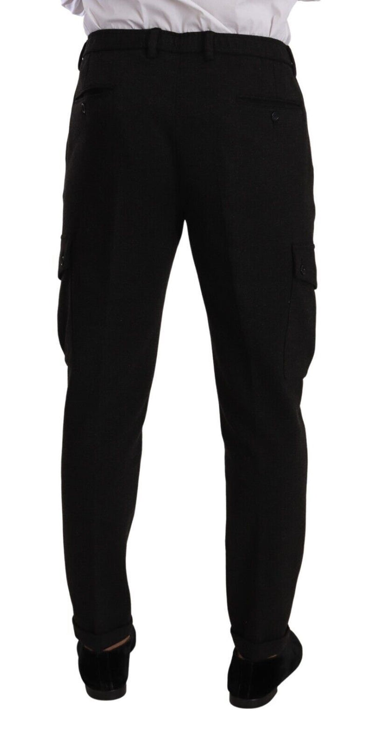 Schwarze Viskose Cargo Skinny Herren Hosen Hosen