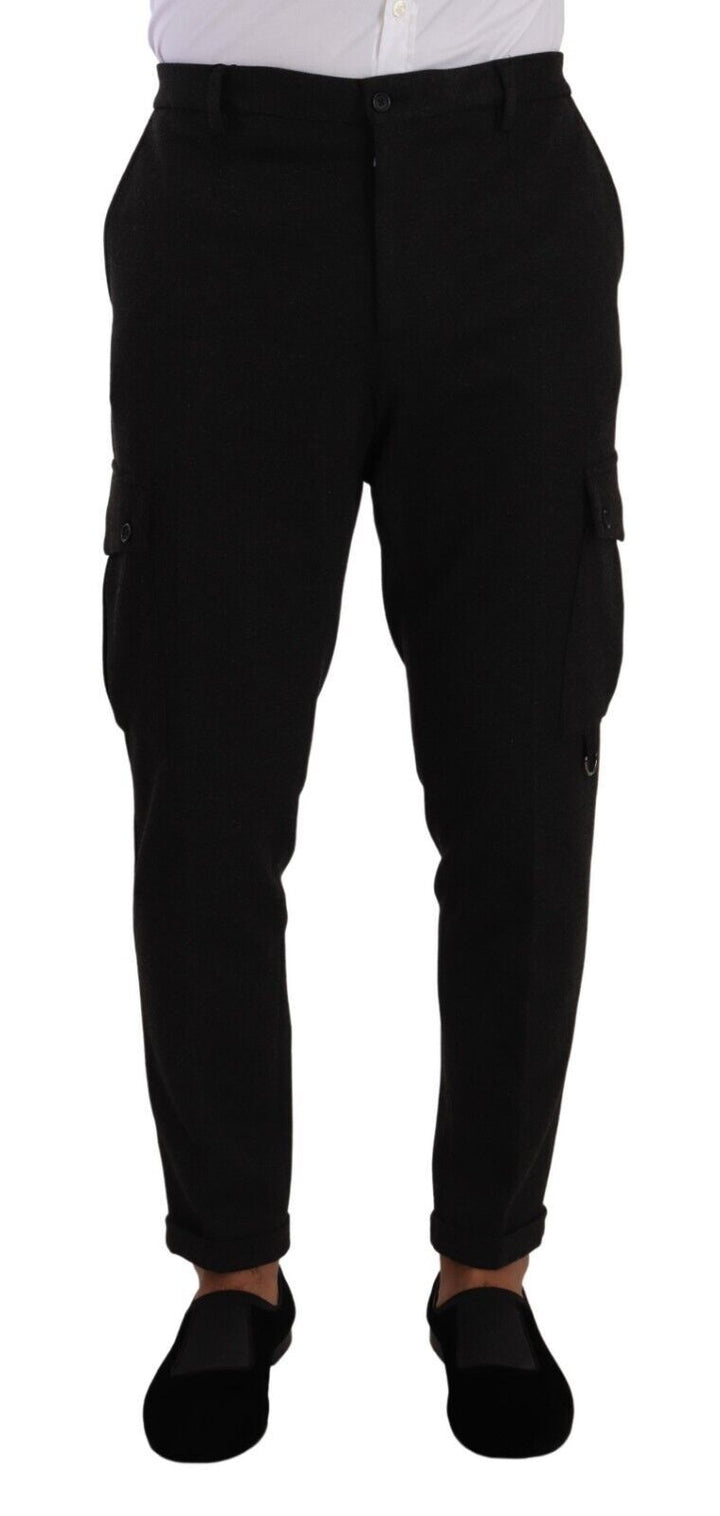 Schwarze Viskose Cargo Skinny Herren Hosen Hosen
