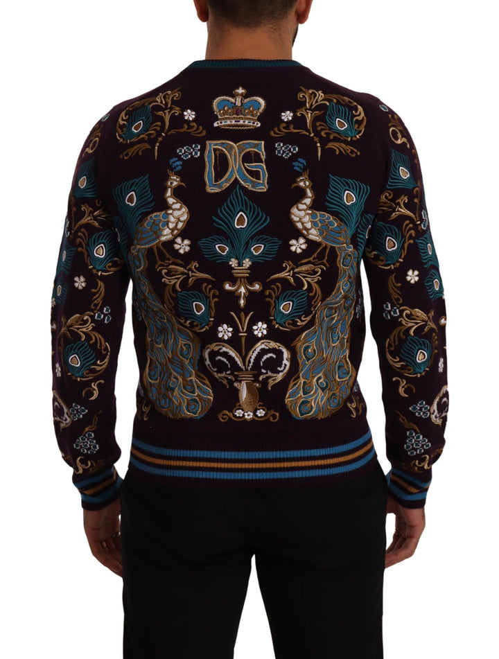 Bordeauxfarbener Kaschmir DG Crown Pullover mit Stickerei