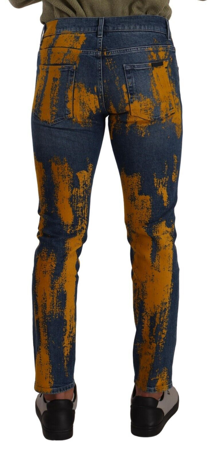 Blau Gelb Dye Baumwolle Skinny Männer Denim Jeans