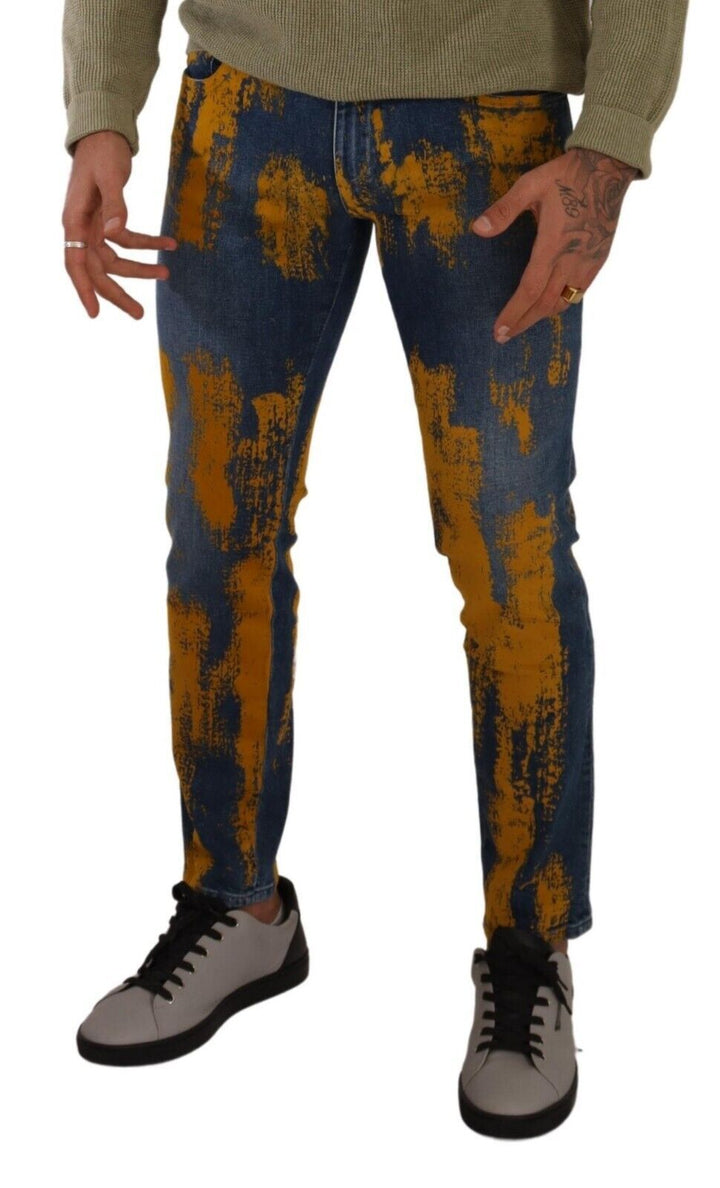 Blau Gelb Dye Baumwolle Skinny Männer Denim Jeans