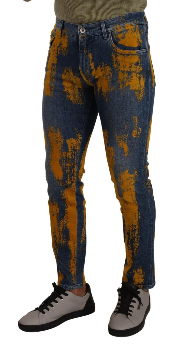 Blau Gelb Dye Baumwolle Skinny Männer Denim Jeans