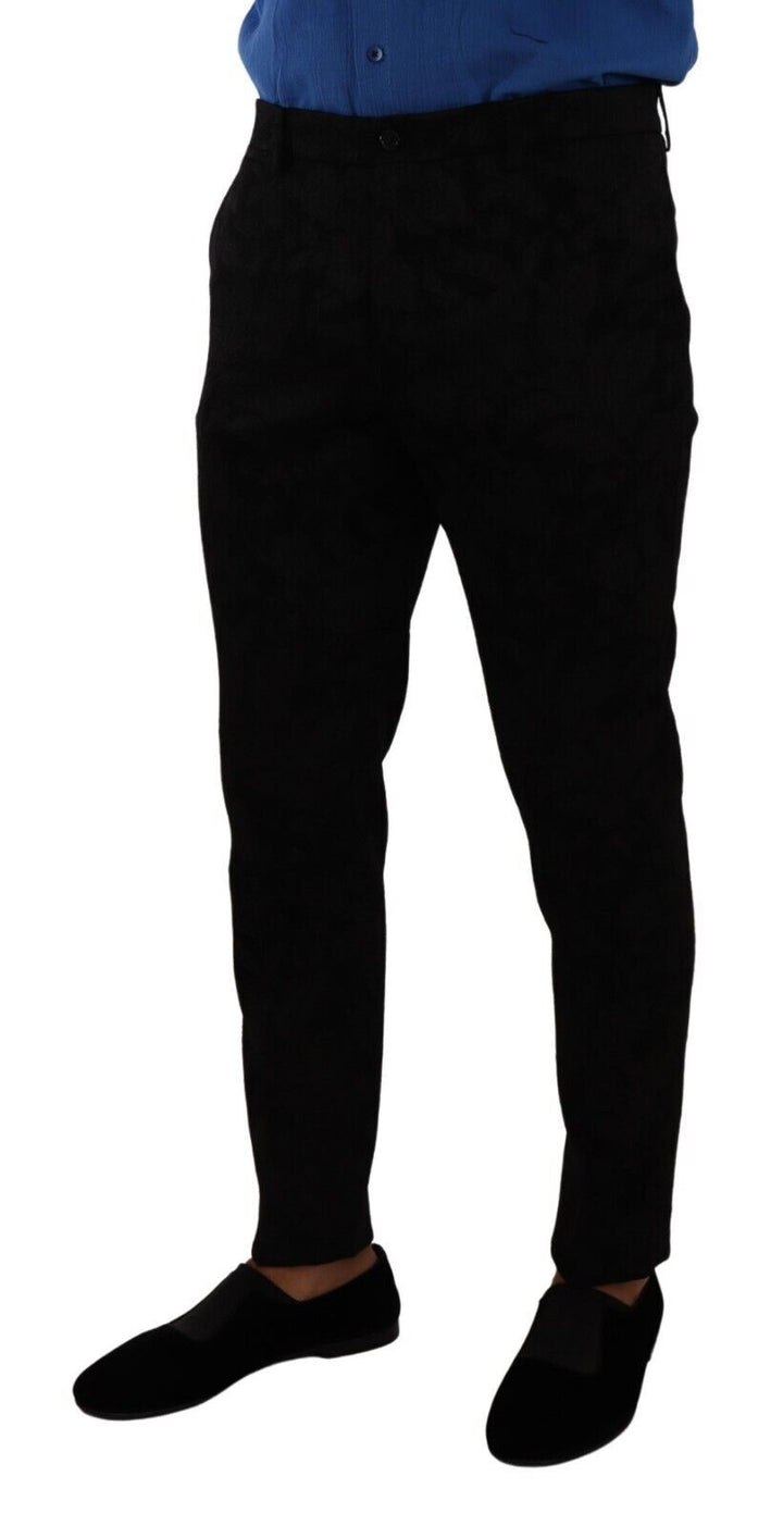 Schwarzer Brokat Skinny Formal Trouser Dress Pants