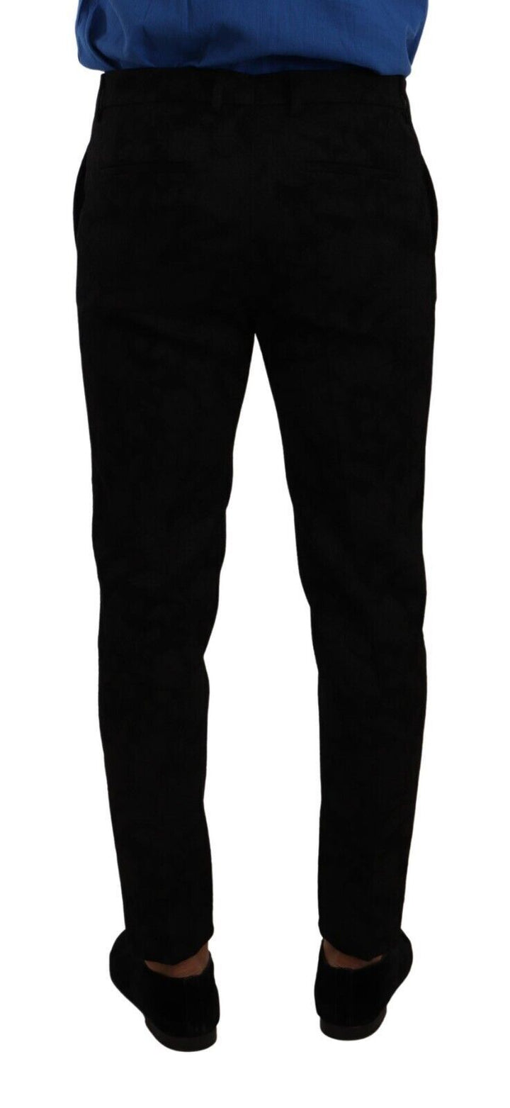 Schwarzer Brokat Skinny Formal Trouser Dress Pants
