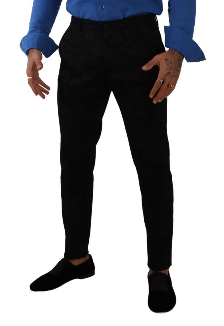Schwarzer Brokat Skinny Formal Trouser Dress Pants