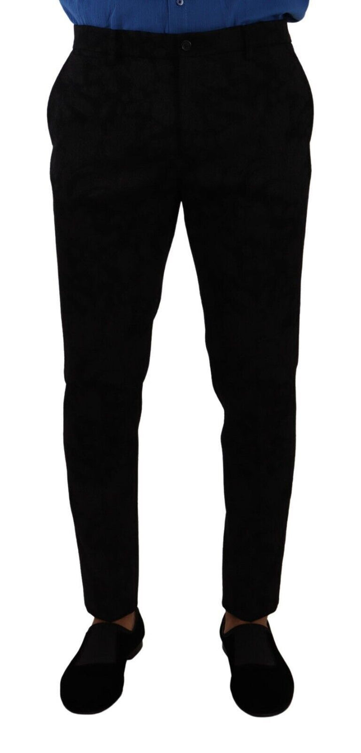 Schwarzer Brokat Skinny Formal Trouser Dress Pants