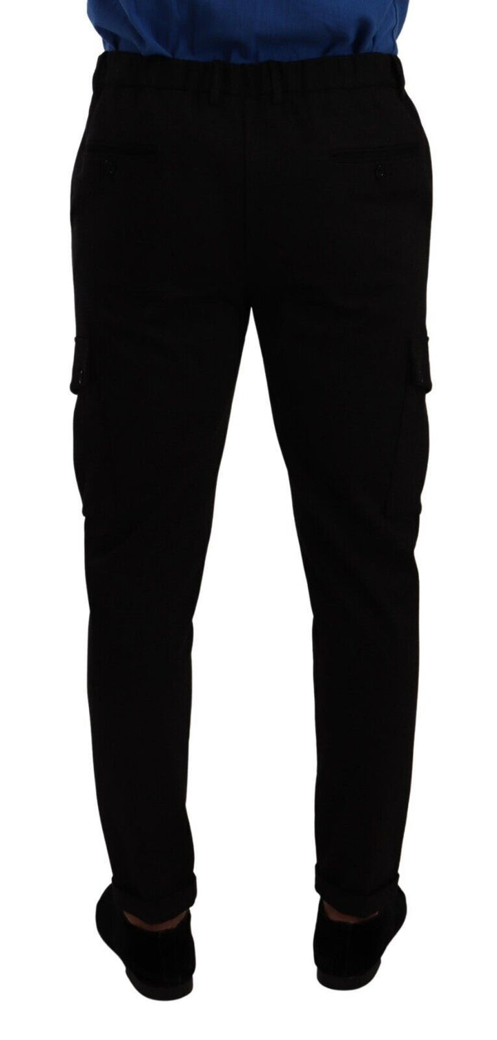 Schwarze Skinny Cargo-Hose aus Viskose
