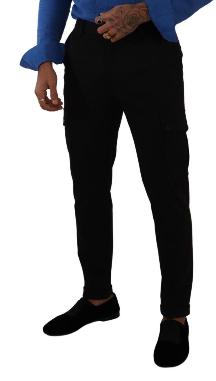 Schwarze Skinny Cargo-Hose aus Viskose