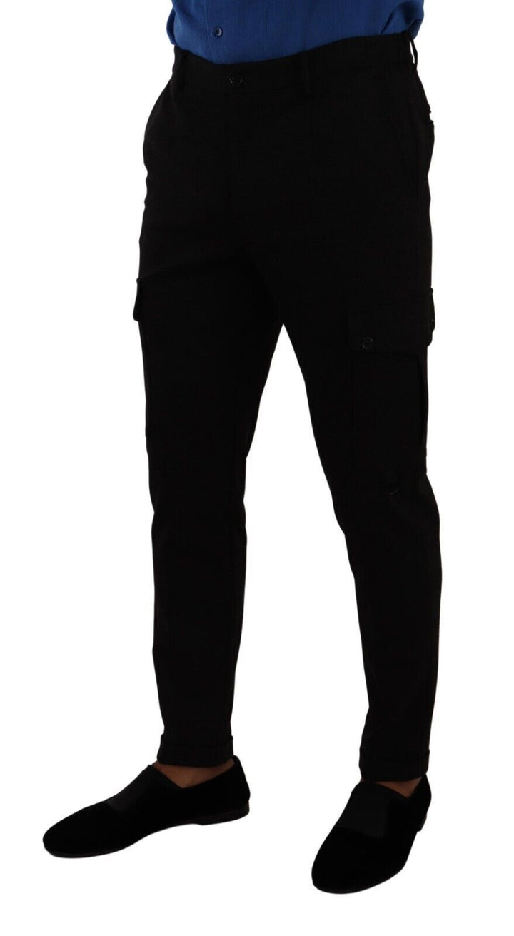 Schwarze Skinny Cargo-Hose aus Viskose