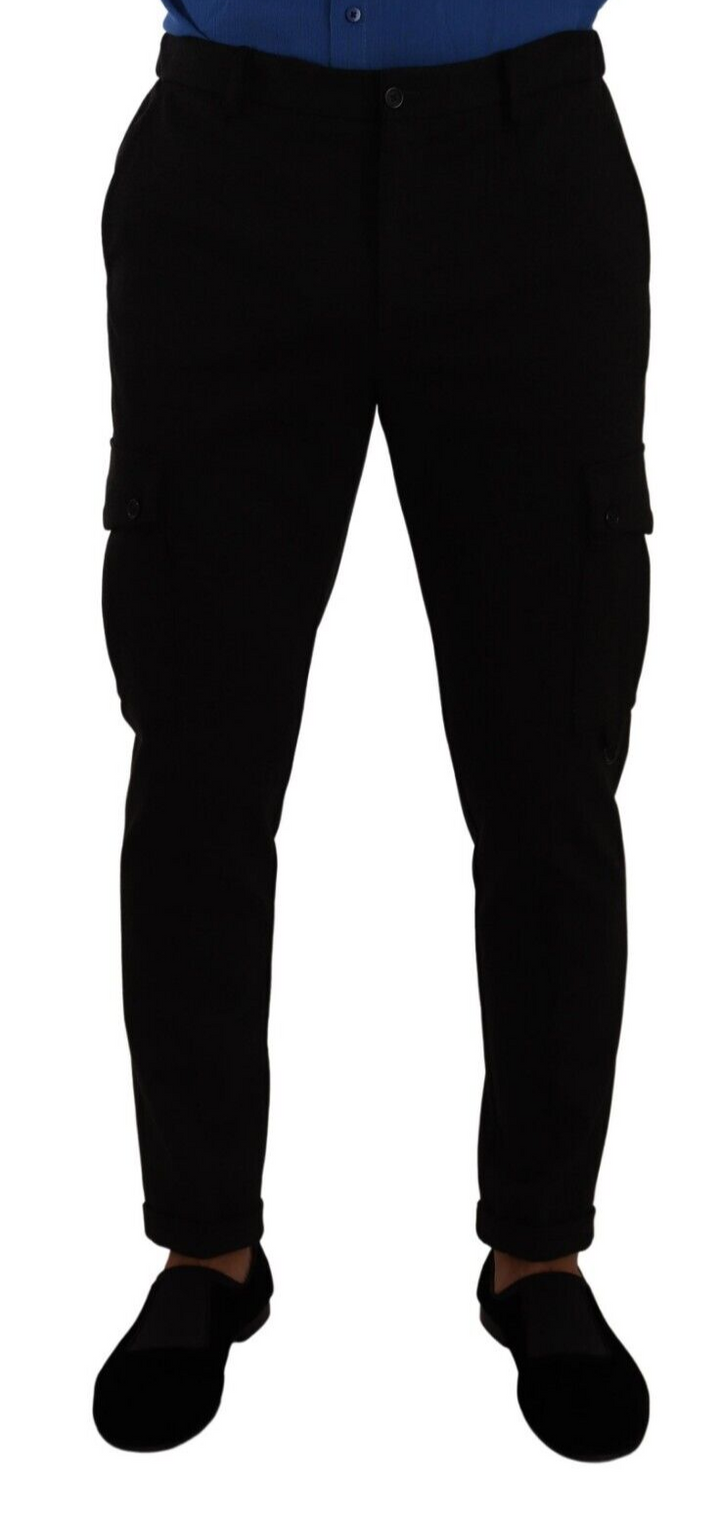 Schwarze Skinny Cargo-Hose aus Viskose