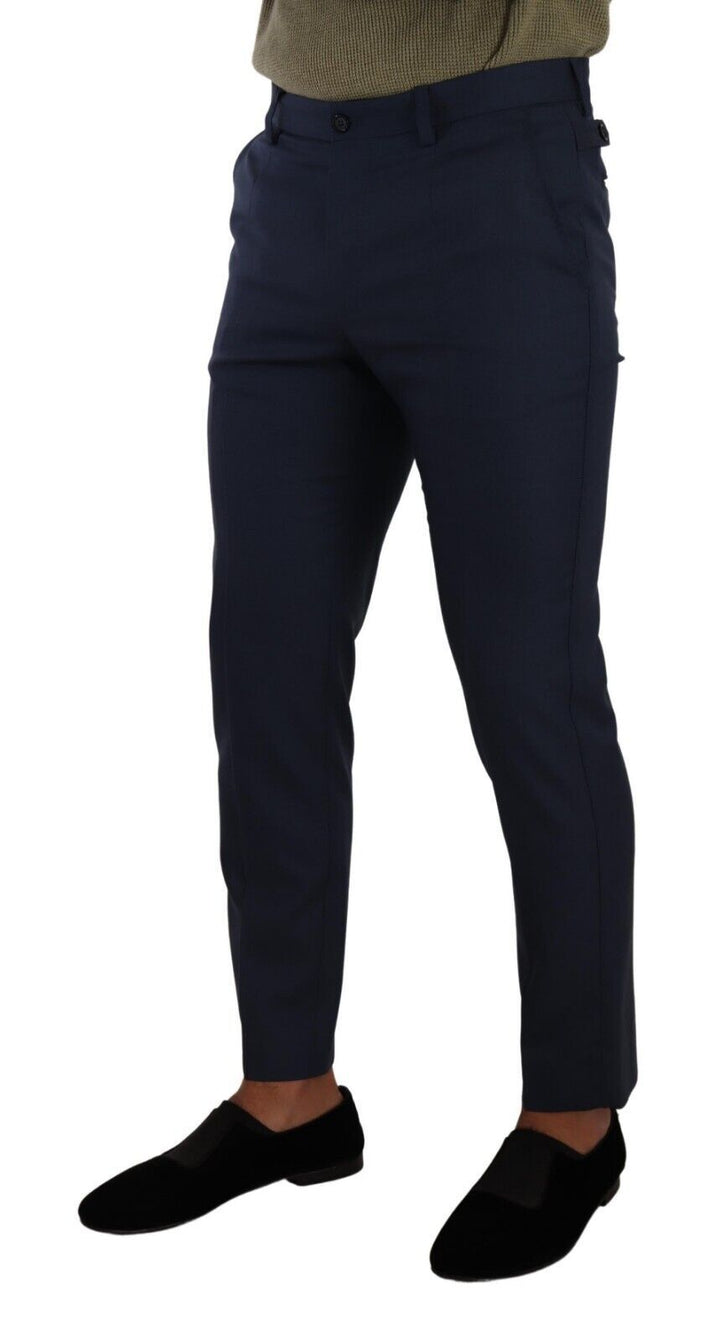 Dunkelblaue Wolle Skinny Formal Dress Pants