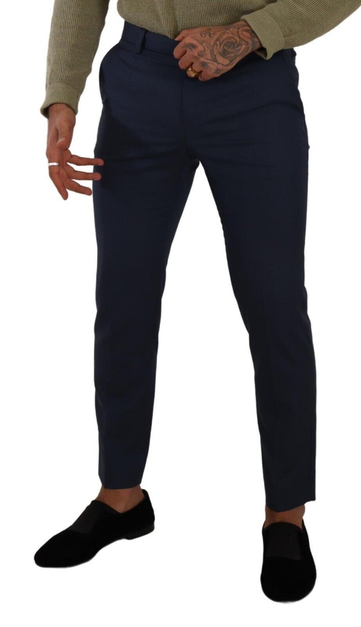 Dunkelblaue Wolle Skinny Formal Dress Pants