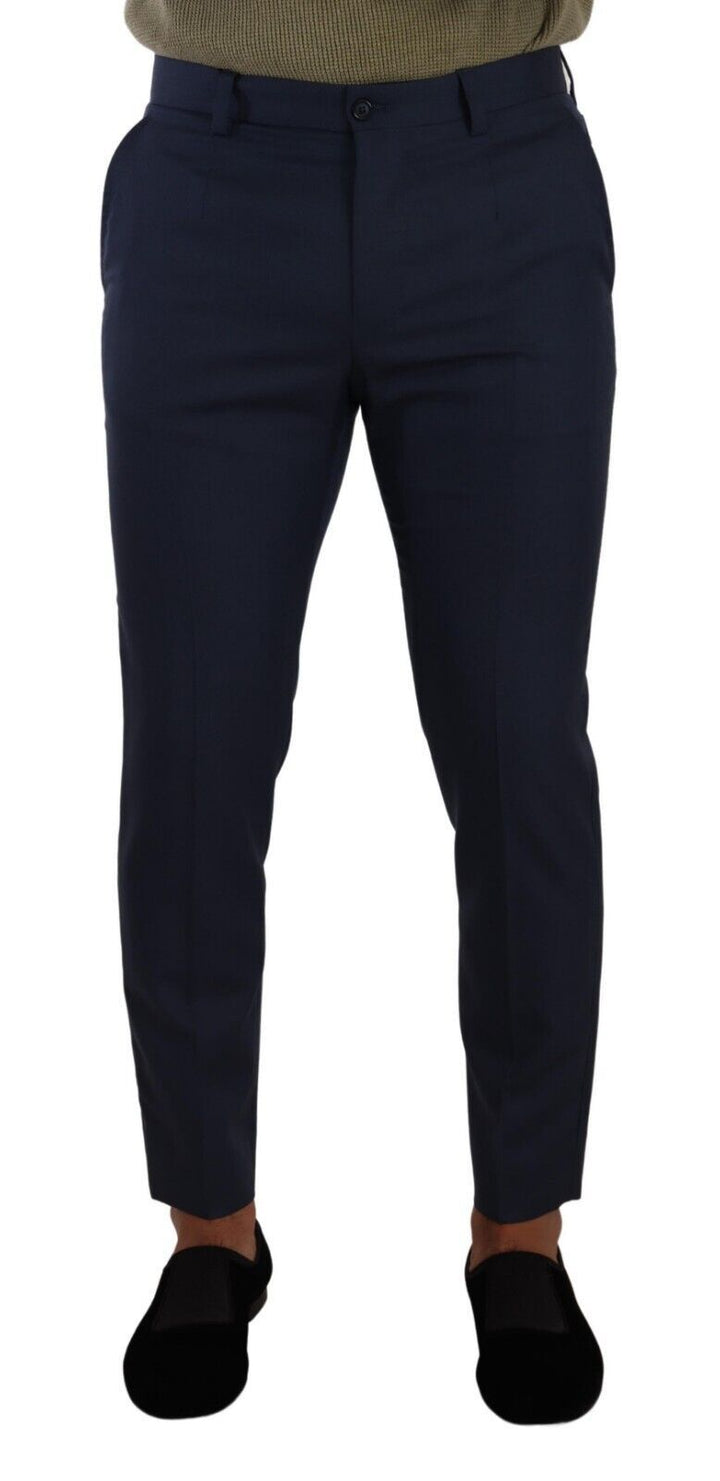 Dunkelblaue Wolle Skinny Formal Dress Pants