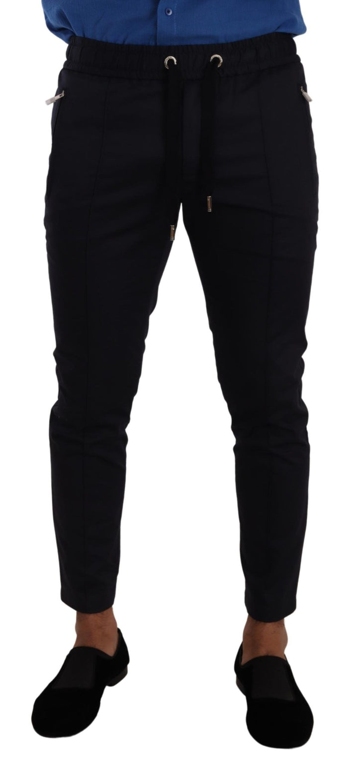Elegant dark blue skinny jogging pants