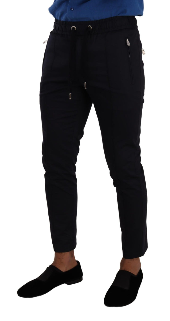 Elegant dark blue skinny jogging pants