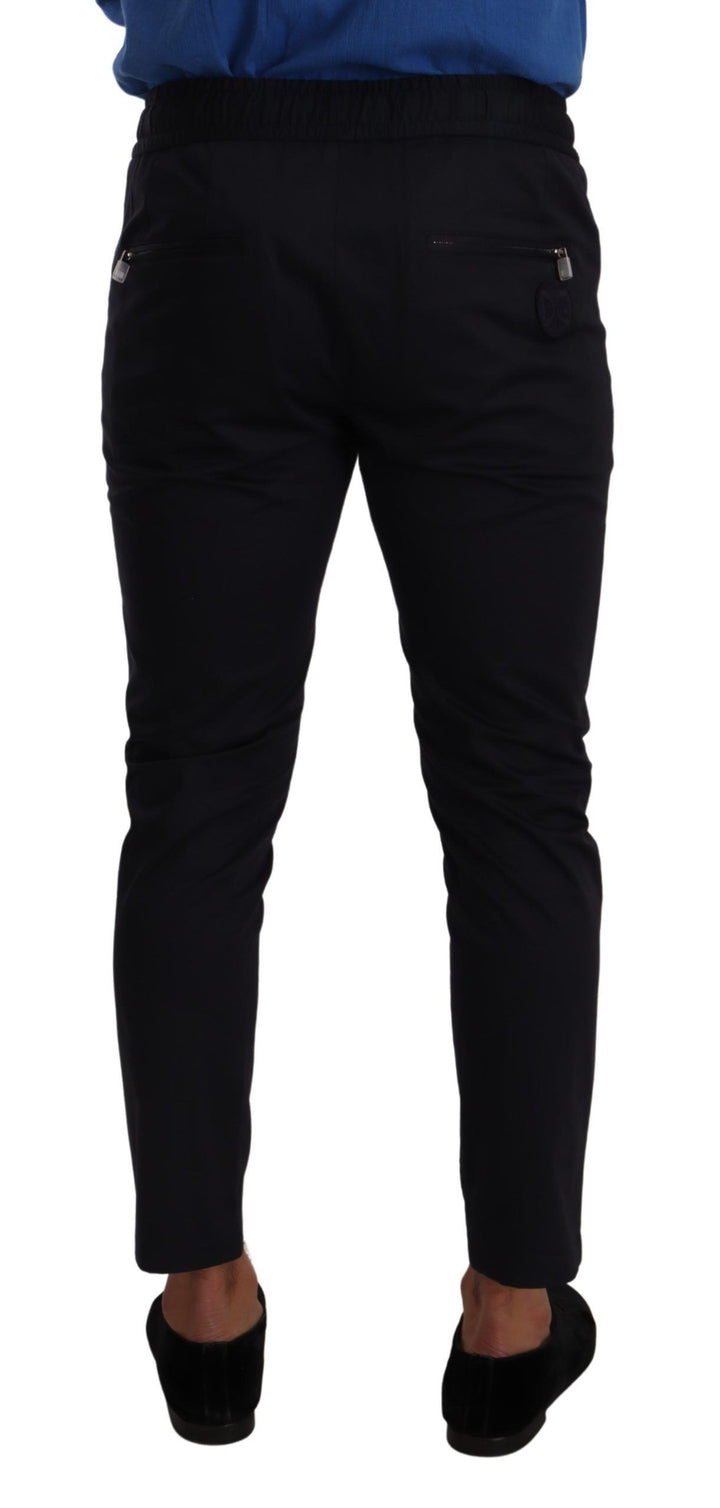 Elegant dark blue skinny jogging pants